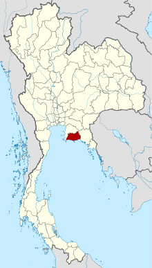 Map of Thailand highlighting Rayong province