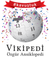 Turkish Wikipedia logo following the lifting of the block of the website in Turkey with the message "kavuştuk" (English: "reunited") (2020)