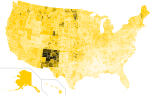 2016 presidential election - Percentage of votes cast for Gary Johnson by county