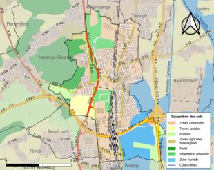 Carte en couleurs présentant l'occupation des sols.