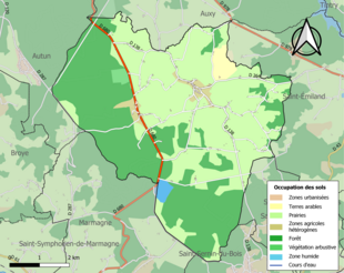 Carte en couleurs présentant l'occupation des sols.