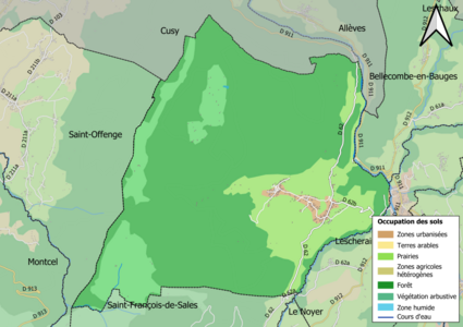 Carte en couleurs présentant l'occupation des sols.