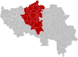 Location of the arrondissement in Liège Province