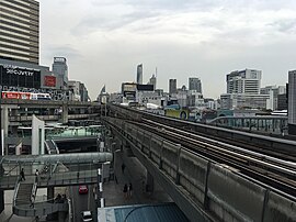 View of Pathumwan Skywalk from National Stadium station.