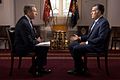 Image 22Brian Williams interviews Mitt Romney on July 25, 2012, during Romney's presidential campaign. (from News presenter)
