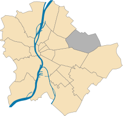 Location of District XVI in Budapest (shown in grey)