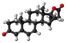 Ball-and-stick model of the canrenone molecule