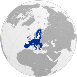 Localização da União Europeia (em azul)