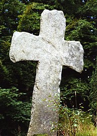Stone cross outside Fantoft Stave Church