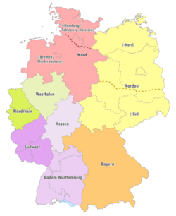 Geografische Einteilung der Oberligen zur Saison 2000/01