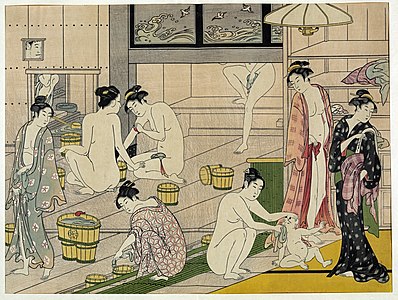 Bathhouse Women at Sentō, by Torii Kiyonaga (edited by Torsodog)
