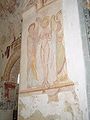 Fresque du XIIe siècle représentant le baptême du Christ.