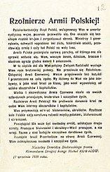 Sowjetischer Aufruf an polnische Soldaten vom 17. September 1939, in dem die Schuld am Krieg der polnischen Regierung zugeschoben wird