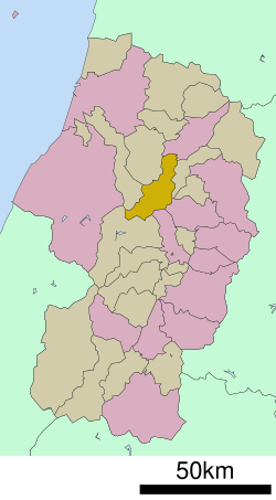 Location of Ōkura in Yamagata Prefecture