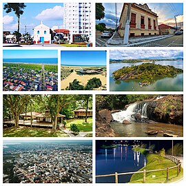 Do topo, em sentido horário: Igrejinha Velha; antigo casarão da Família Calmon; Pontal do Ipiranga; Projeto TAMAR em Regência; Ilha do Imperador na Lagoa Juparanã; Reserva Natural de Linhares; Cachoeira D'Angeli; perímetro urbano de Linhares; Lagoa do Meio.