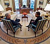 Barack Obama and George W. Bush in Oval Office