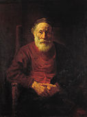 一位穿红衣服的老人，1652-1654年
