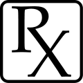 The symbol used on medical prescriptions, from the Latin recipe (take thou).