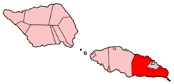 Map of Samoa showing Atua district