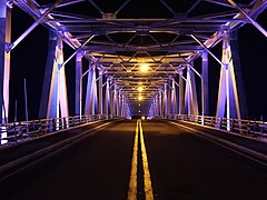 San Juanico Bridge main span blue night light