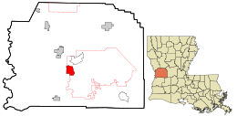 Location in Vernon Parish and the state of Louisiana.