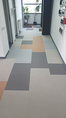 Vinyl PVC tiles for flooring in offices, shops