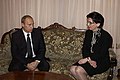 Georgian interim leader Nino Burjanadze with Vladimir Putin on the sidelines of the state funeral.