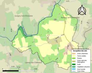 Carte en couleurs présentant l'occupation des sols.