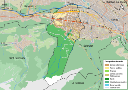 Carte en couleurs présentant l'occupation des sols.