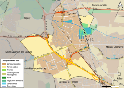 Carte des infrastructures et de l'occupation des sols en 2018 (CLC) de la commune.