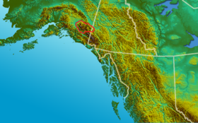 Carte de localisation des montagnes Wrangell.