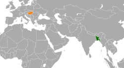 Map indicating locations of Bangladesh and Hungary