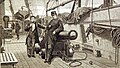 Deck scene cruiser Alabama in August 1863 - Lts Armstrong and Sinclair at Sinclair's 32-pounder station[10]