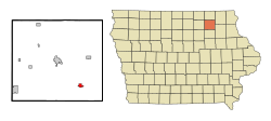 Location of Fredericksburg, Iowa