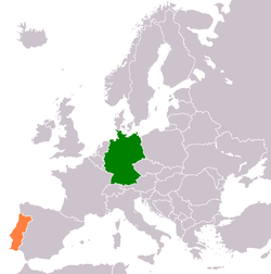 Map indicating locations of Germany and Portugal