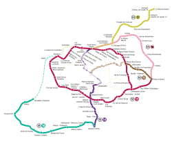 A graphic of a map of the Grand Paris Express line