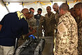 A robotics technician assigned to the Bahraini Special Security Force (BSSF) trains soldiers on the SUGV