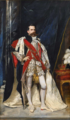 Le roi Umberto Ier d'Italie habillé en tenue de l'Ordre de la Jarretière.