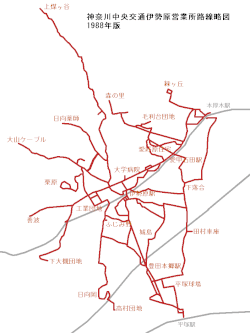 路線略図（左は1988年当時、右は2008年時点）