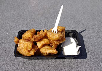 Kibbeling with garlic sauce