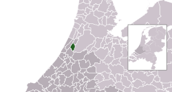 Highlighted position of Lisse in a municipal map of South Holland