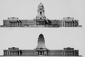 Fukuzo Watanabe's winning design in the National Diet Building design competition (1920)