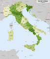 Il Regno d'Italia tra il 1941 e il 1943, con la provincia di Lubiana, l'ampliata provincia di Fiume e il Governatorato della Dalmazia.