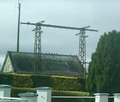 Electrical substation from 1929 with original gantry tower in front