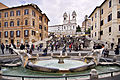 La "Barcaccia" y la escalinata de la iglesia de Trinità dei Monti.