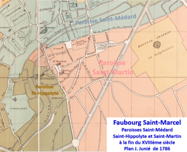 Les paroisses du faubourg St-Marcel en 1786.