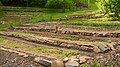 A stone terrace created using dry stack techniques in North Carolina