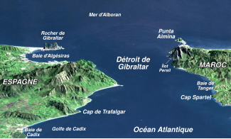 Localisation de l'île Persil dans le détroit de Gibraltar.