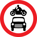 Motor vehicles prohibited. This sign may additionally display an exception plate (for example: 'Except Buses')