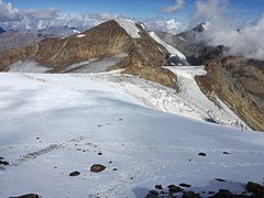 Blick vom Monte Vioz in Richtung Norden auf die Vedretta Rossa und Palòn de la Mare